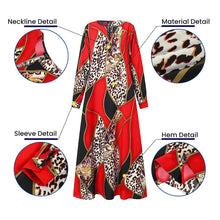 Load image into Gallery viewer, Large Size Printed V-neck Long-sleeved Loose Dress