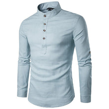 Load image into Gallery viewer, Casual Fashionable Solid Color Long Sleeve Linen Shirt With Stand Collar