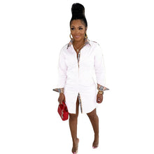 Load image into Gallery viewer, Lattice Print Button Up Shirt Dress