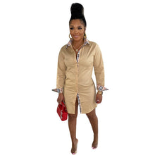 Load image into Gallery viewer, Lattice Print Button Up Shirt Dress