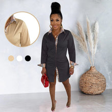 Load image into Gallery viewer, Lattice Print Button Up Shirt Dress