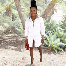 Load image into Gallery viewer, Lattice Print Button Up Shirt Dress