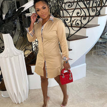 Load image into Gallery viewer, Lattice Print Button Up Shirt Dress