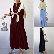 Load image into Gallery viewer, Leisure Button Cuffs Cotton Dress