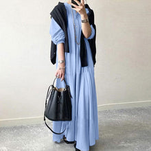 Load image into Gallery viewer, Leisure Button Cuffs Cotton Dress