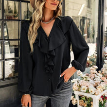 Load image into Gallery viewer, Long Sleeve Flounce Chiffon Blouses