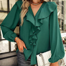 Load image into Gallery viewer, Long Sleeve Flounce Chiffon Blouses