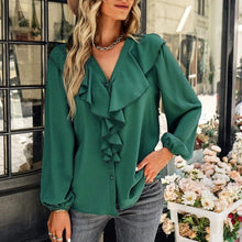 Load image into Gallery viewer, Long Sleeve Flounce Chiffon Blouses