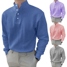 Load image into Gallery viewer, Men's High Neck and Long Sleeve Polo Shirt