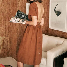 Load image into Gallery viewer, Open Back Button-up Dress