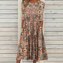 Load image into Gallery viewer, Scoop Neck Floral Printed Pockets Midi Dress