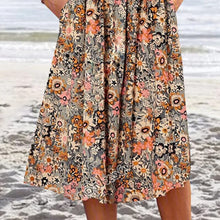Load image into Gallery viewer, Scoop Neck Floral Printed Pockets Midi Dress