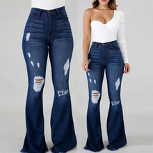 Load image into Gallery viewer, 90s Vintage High Waist Ripped Flare Leg Jeans