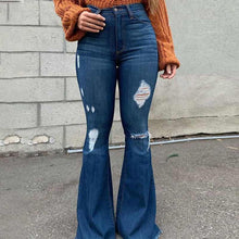 Load image into Gallery viewer, 90s Vintage High Waist Ripped Flare Leg Jeans