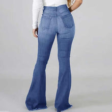 Load image into Gallery viewer, 90s Vintage High Waist Ripped Flare Leg Jeans