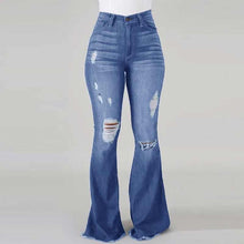 Load image into Gallery viewer, 90s Vintage High Waist Ripped Flare Leg Jeans