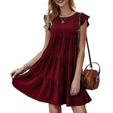 Load image into Gallery viewer, Solid Color Round Neck Pleated Skirt