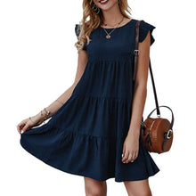 Load image into Gallery viewer, Solid Color Round Neck Pleated Skirt