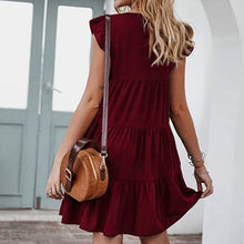 Load image into Gallery viewer, Solid Color Round Neck Pleated Skirt