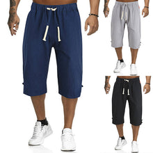 Load image into Gallery viewer, Summer Men's Solid Color Casual Linen Shorts