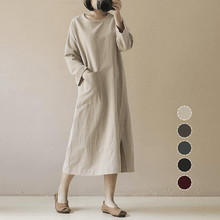Load image into Gallery viewer, Vintage Cotton Linen Long Sleeve Dress