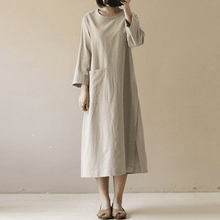 Load image into Gallery viewer, Vintage Cotton Linen Long Sleeve Dress