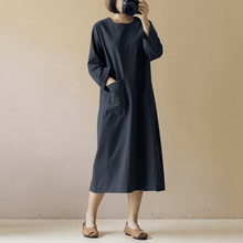 Load image into Gallery viewer, Vintage Cotton Linen Long Sleeve Dress