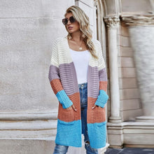 Load image into Gallery viewer, Women's Oversized Color Block Long Cardigans