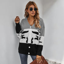 Load image into Gallery viewer, Women's Relaxed Tricolor Knit Cardigan