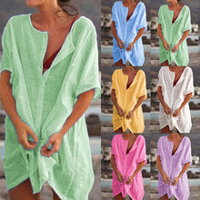 Load image into Gallery viewer, Women's Cotton and linen Plain Loose Long Shirt