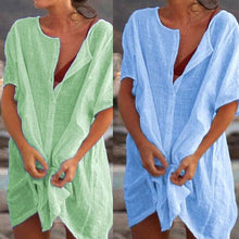 Load image into Gallery viewer, Women's Cotton and linen Plain Loose Long Shirt