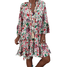 Load image into Gallery viewer, Women's Floral Print V Neck Dress