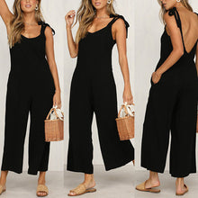 Load image into Gallery viewer, Women's One-Piece Cropped Pants Bow Suspender Jumpsuit