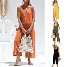 Load image into Gallery viewer, Women's One-Piece Cropped Pants Bow Suspender Jumpsuit