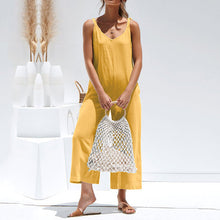 Load image into Gallery viewer, Women's One-Piece Cropped Pants Bow Suspender Jumpsuit