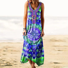 Load image into Gallery viewer, Women's Tie-dye Loose Print Sleeveless Dress