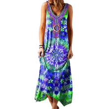 Load image into Gallery viewer, Women's Tie-dye Loose Print Sleeveless Dress
