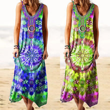 Load image into Gallery viewer, Women's Tie-dye Loose Print Sleeveless Dress