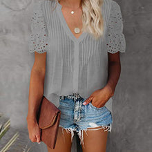 Load image into Gallery viewer, Women's V-Necklace Stitching Pleated Shirt