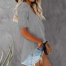 Load image into Gallery viewer, Women's V-Necklace Stitching Pleated Shirt