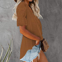 Load image into Gallery viewer, Women's V-Necklace Stitching Pleated Shirt