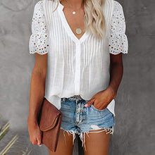 Load image into Gallery viewer, Women's V-Necklace Stitching Pleated Shirt