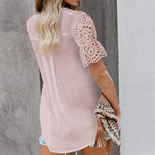 Load image into Gallery viewer, Women's V-Necklace Stitching Pleated Shirt