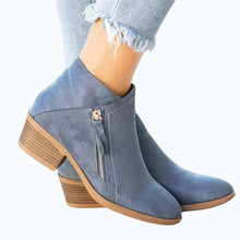 Load image into Gallery viewer, Women's Chunky Heel Side Zip Ankle Boots