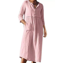 Load image into Gallery viewer, Cotton Linen Solid Color Long Dress with Pockets