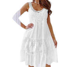 Load image into Gallery viewer, Round Neck Solid Color Sleeveless Lace Panel Dress