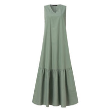 Load image into Gallery viewer, V-Neck Solid Color Sleeveless Pocket Long Dress