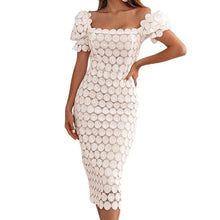 Load image into Gallery viewer, Mid-Waist Solid Color Mid-Length Lace Dress