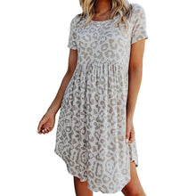 Load image into Gallery viewer, Leopard Print Round Neck Dress