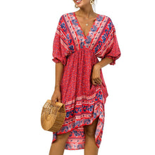 Load image into Gallery viewer, V Neck Open Back Irregular Dress